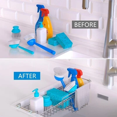 Over The Kitchen Sink Caddy Kitchen Sink Organizer 12.25" to 17.25", Stainless S - Image 1 of 4