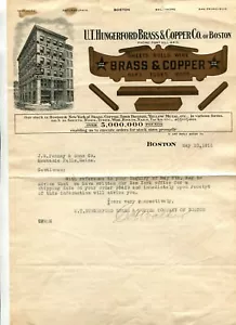 Illustrated Letterhead HUNGERFORD BRASS COPPER Boston 1916 metallic ink graphic - Picture 1 of 2