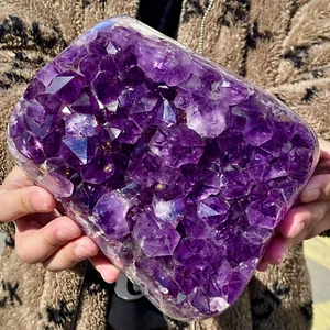 6.69LB Natural Brazilian Amethyst Crystal Point Stone Cluster Quartz Druzy Geode - Foto 1 di 14