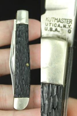 Navaja de bolsillo vintage Kutmaster Utica NY "O" vieja hoja doble Foto 1 de 4