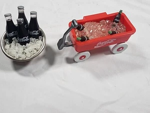 1997 Coca-Cola Bottles In Ice Bucket Magnet & Vintage Coca-Cola Wagon Decorative - Picture 1 of 8