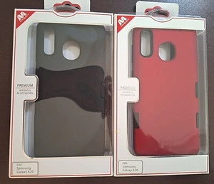 MYBAT Samsung Galaxy A20 Wireless Phone Back Case - Black or Red - Picture 1 of 15