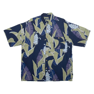 PURITAN Mens Hawaiian Shirt Blue Viscose Floral M - Image 1 of 4