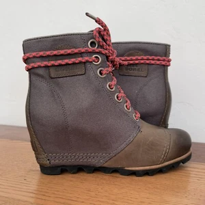Bota de cuña oculta de cuero Sorel PDX talla 6 gris marrón - Imagen 1 de 11