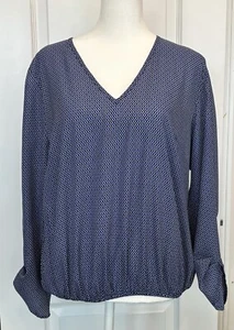 Top camicia donna CYNTHIA ROWLEY taglia grande pullover scollo a V blu casual - Foto 1 di 9