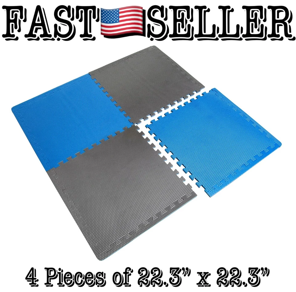 CAP Reversible 4 Piezas 13.7 pies cuadrados X 0.50 pulgadas Grueso Puzzle Estera de Ejercicio Gris/Azul Foto 1 de 4