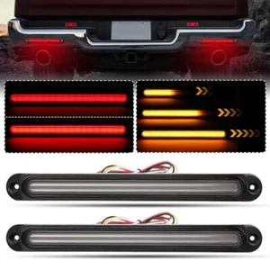 2X 10" Amber Red LED Tail Brake Stop Light Bar Flowing Turn Lamp Trailer Truck - Picture 1 of 11