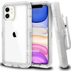 For iPhone 13 12 11 Mini 6 7 8 Plus X XR PRO MAX Shoockproof Clear Case + Clip