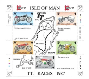 M2526 ISLE OF MAN CAPEX 87 TT RACES -  MOTORCYCLES SOUV SHEET - Picture 1 of 1