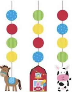Farmhouse Fun Hanging Cutouts 3 Pack Farm Birthday Party Decorations - Picture 1 of 2