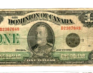 $1 "DOMINION OF CANADA" (1923) $1 "DOMINION OF CANADA" (1923)BLACK SEAL !! NICE - Picture 1 of 3