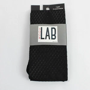 SOCK LAB Footed Tights One Pair Black Cut Out Diamonds Size M/L Style 105 NWT - Picture 1 of 5