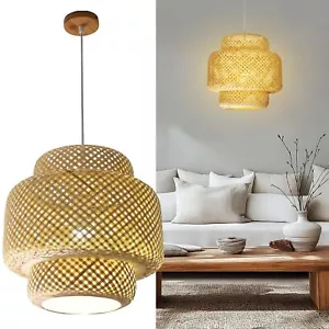 Hand Woven Rattan Lamp Shade - Bamboo Pendant Lights - Elegant Hanging Light ... - Picture 1 of 6