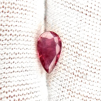 7x4mm VVS Unheated Pinkish Red Ruby Transparent Natural Earth Mined Faceted Pear - Image 1 of 4