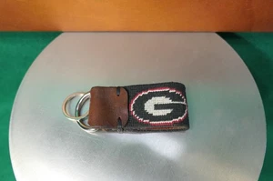 Smathers & Branson belt handmade leather key fob needlepoint UGA (G1) - Picture 1 of 4
