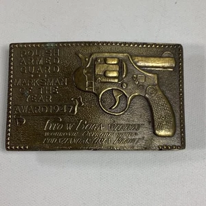 Fibbia cintura marcatore guardia armata polacca vintage 1947 Tiffany Studio NY - Foto 1 di 7