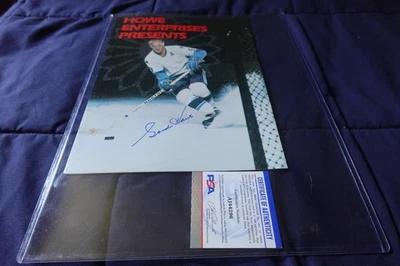 Gordie Howe Autographed Ad Program Detroit Red Wings Hockey HOFer PSA COA - Image 1 of 3