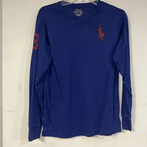 Polo Ralph Lauren Big Boy's Sz L (14-16) Classic Big Pony Jersey Long Slve Blue - Picture 1 of 6