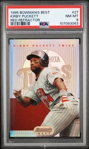 1995 BOWMAN'S BEST RED REFRACTOR #27 KIRBY PUCKETT PSA 8 - Picture 1 of 2