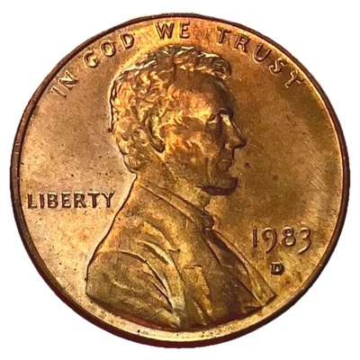 1983-D DDO FS-101 Doubled Ear Lincoln Memorial Cent Rd Unc - Image 1 of 3