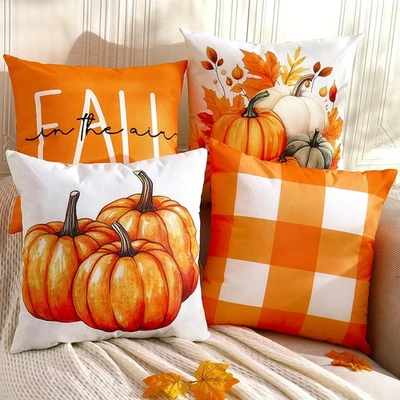Fall Decorations for Home, 4 Packs Double Sided Throw Pillow Covers, Buffalo ... - Image 1 of 4