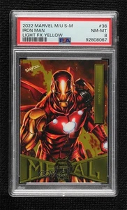 2022 Upper Deck Marvel Metal Universe Spider-Man Yellow Light FX Iron Man PSA 8 - Picture 1 of 3