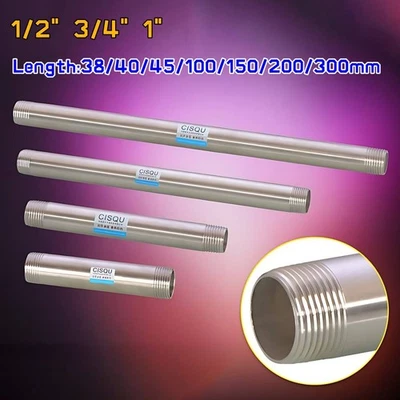 HIGH QUALITY-STAINLESS STEEL PIPE PIECES -THREADED BSP BOTH ENDS -VARIOUS SIZES - Image 1 of 4