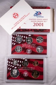 2001-S U.S. Mint Silver Proof Set OGP/COA 1c-$1 - Picture 1 of 4