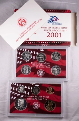 2001-S U.S. Mint Silver Proof Set OGP/COA 1c-$1 - Image 1 of 4
