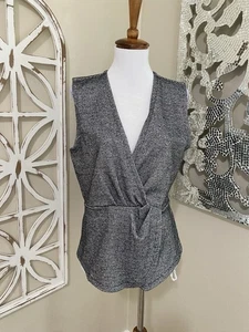 NWT J CREW 365 medium BLACK WHITE BOUCLE TWIST PEPLUM TOP - Picture 1 of 6