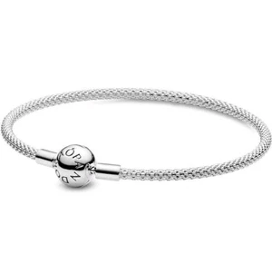 Pandora Moments Mesh Silver Bangle 20 cm 100% Genuine Rare Excellent Condition! - Picture 1 of 4