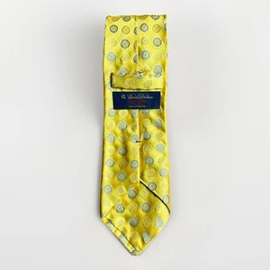 Corbata Brooks Brothers de vellón dorado hecha a mano dorada/amarilla/azul geométrica EE. UU. - Imagen 1 de 4
