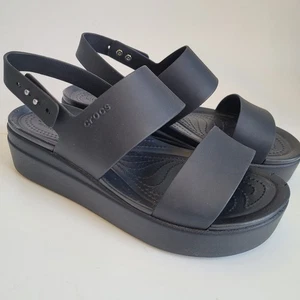Sandalias Crocs Brooklyn de cuña baja negras zapatos de plataforma W 10 ¡Bonitas! ¡Ver descripción! - Imagen 1 de 19