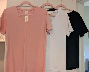 Yelete Damen Kurzarm Oberteile V-Ausschnitt T-Shirts Medium - Bild 1 von 4