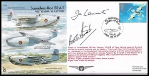 Cubierta firmada por JO LANCASTER DFC & BOB STRATH Saunders-Roe SR A/1 RAF EJA5c - Imagen 1 de 4