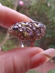 Multi Stone  Beautiful Sparkle Ring 925 Sterling Silver Size 7 - Picture 1 of 16