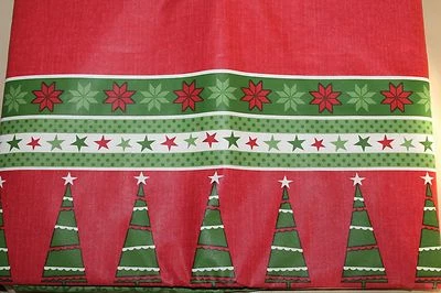 HOLIDAY STYLE BORDER DOTS STRIPES STARS FLANNEL BACK VINYL TABLECLOTH   52 X 70" - Image 1 of 3