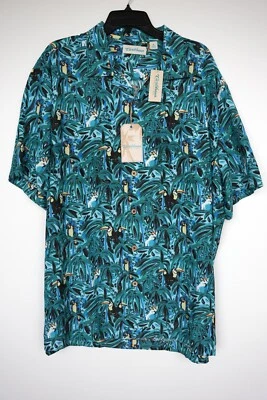 Roundtree & Йорк Карибского моря Мужская рубашка с коротким рукавом XL тропические деревья птицы новый с Ярлыками - Изображение 1 из 4