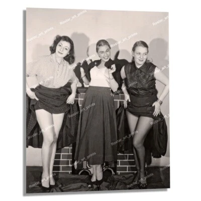8x10 1950s 3 Pinup Girls Lifting Skirts Americana EXCLUSIVE Photo Print VAM007 - Image 1 of 3