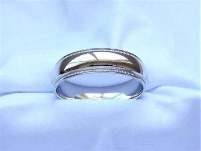 Banda/milgrain/6 mm de ancho/talla 12/hecha a mano de platino macizo para hombre Foto 1 de 4