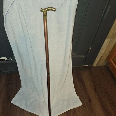 Vintage Brass Handle Gadget Cane Walking Stick Coke-Cane Secret Hidden Stash Tub - Image 1 of 4