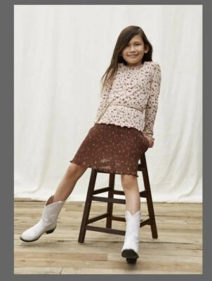 NUEVO CON ETIQUETAS Falda Matilda Jane Marrón Plisada Estampado Ditsy, Niñas Talla 4 Foto 1 de 4