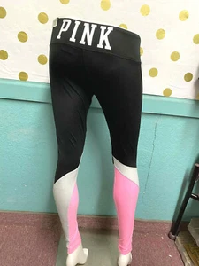 Victoria's Secret Pink Super Soft Yoga Legging Colorblock Black/Pink/Gray NWT - Picture 1 of 4