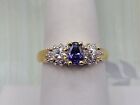Designer Signed Sterling Silver 925 Iolite Clear Accents YGP Ring sz 7.5/7.75