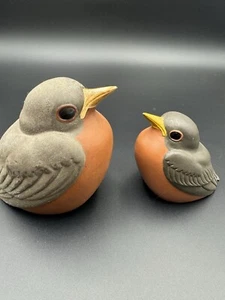 Vintage Chester Nicodemus Studio Pottery Robin Bird 2 Figurines Ferro-Stone READ - Picture 1 of 23