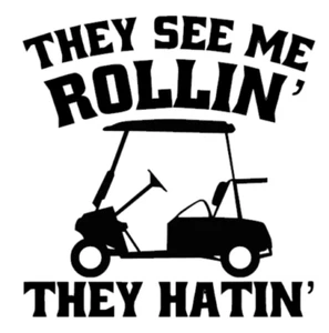 Golf Cart Decal Sticker - Multiple Sizes and Colors - Funny Rollin' Hatin' Dirty - Picture 1 of 2