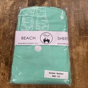 Beach Road - Beach Sheet Beach Blanket Green Sandals BRD-137 6ft X 6ft NWT - Picture 1 of 2