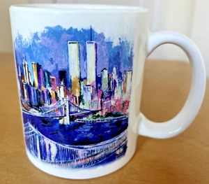 Brooklyn Bridge Twin Towers Vintage Mug by Artist Richard Wallich NYC USA! - Picture 1 of 7