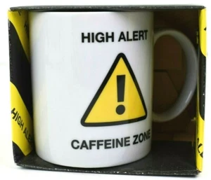 High Alert Caffeine Zone Porcelain Standard Size Coffee Mug With Handle New - Picture 1 of 3