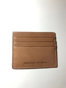 Brunello Cucinelli Brown Leather Embossed Card Holder Case Authentic - Imagen 1 de 4